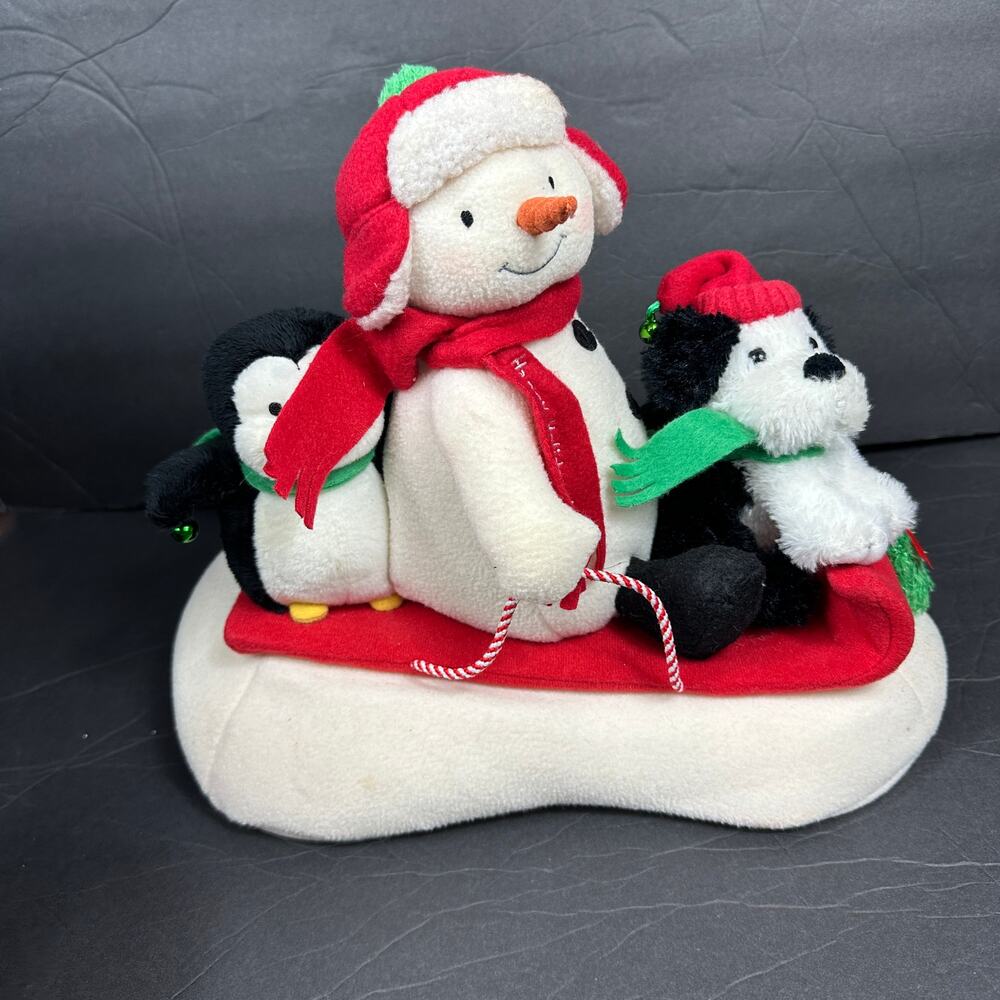 Hallmark Jingle Pals 2007 Snow What Fun Sledders Snowman Animated Plush Sings